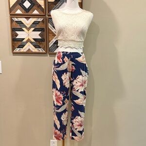 Vintage Ralph Lauren Country Floral Print Cotton Cropped Pants size 6